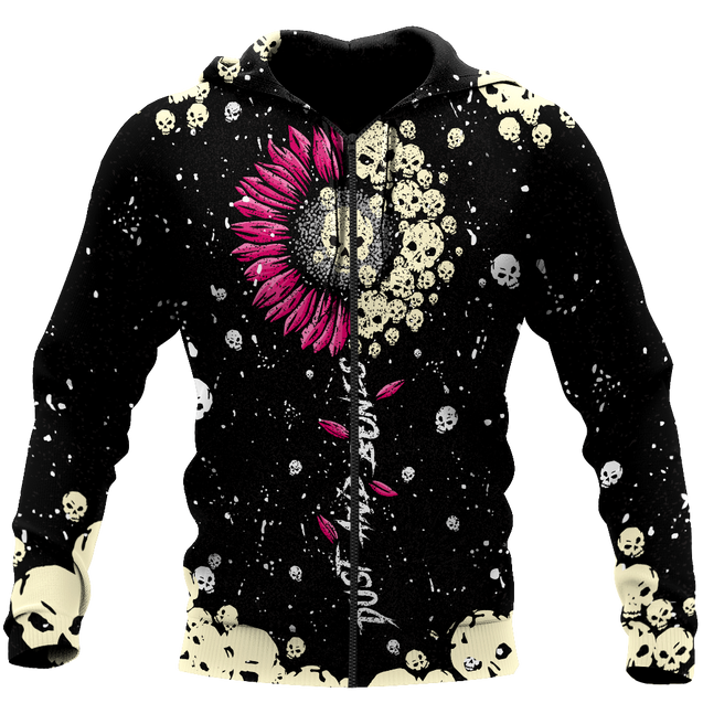 Love Sun Flower And Skull 3D all over for man and women QB05162002-Apparel-PL8386-Zipped Hoodie-S-Vibe Cosy™