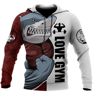 Gym shark 3d all over printed for man and women QB05292002-Apparel-PL8386-Hoodie-S-Vibe Cosy™