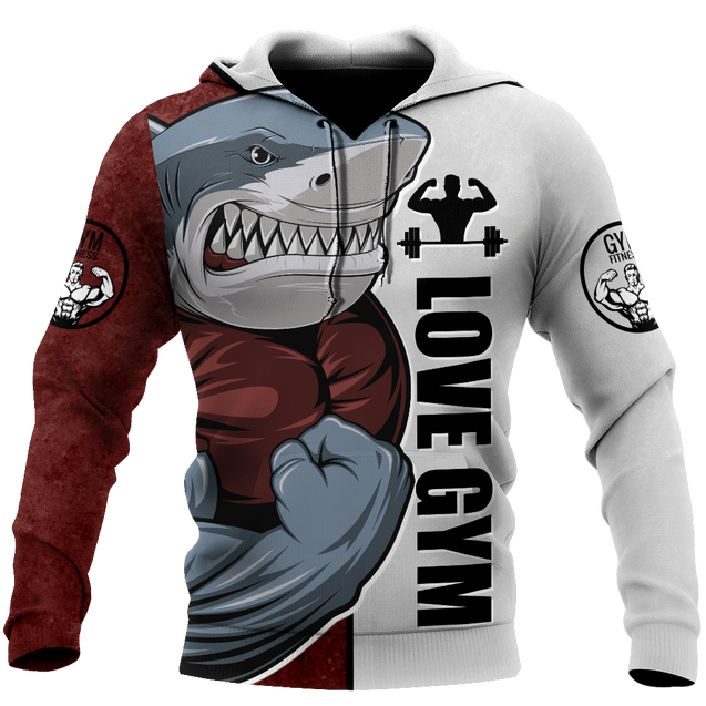 Gym shark 3d all over printed for man and women QB05292002-Apparel-PL8386-Hoodie-S-Vibe Cosy™