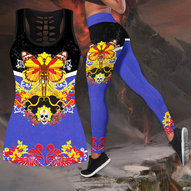 Butterfly Love Skull and Tattoos tanktop & legging outfit for women QB05192002-Apparel-PL8386-S-S-Vibe Cosy™