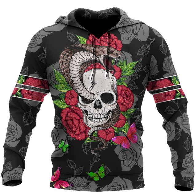 Snake Love Skull 3D all over printed for man and women QB05312003-Apparel-PL8386-Hoodie-S-Vibe Cosy™