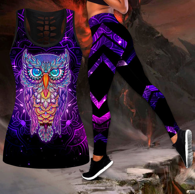 Owl mandala legging + hollow tank combo QB05152001-Apparel-HG-S-S-Vibe Cosy™