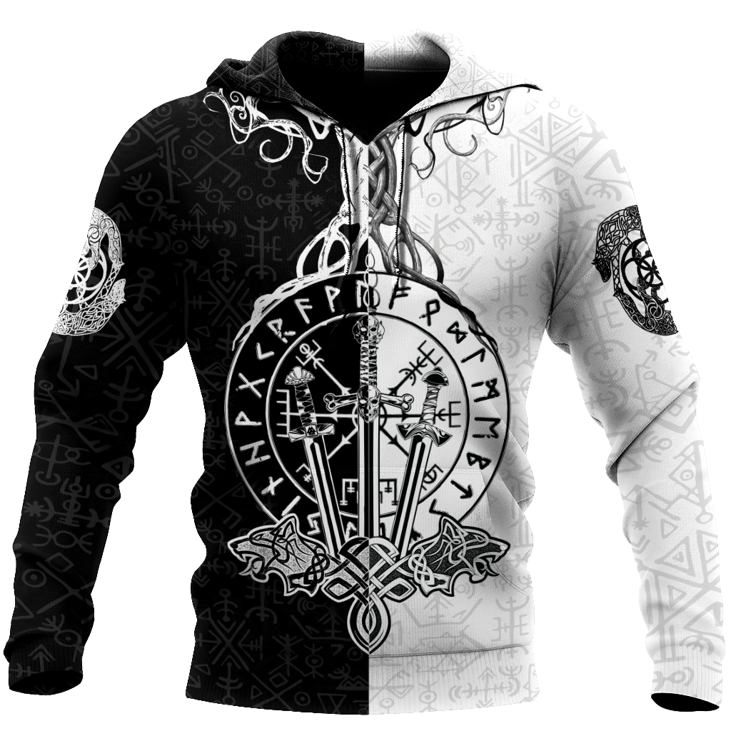 Love Viking Warriors tattoos 3D all over printed for man and women HHT01072002-Apparel-PL8386-Hoodie-S-Vibe Cosy™
