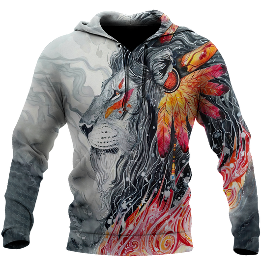Native Lion Over Printed Hoodie