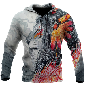 Native Lion Over Printed Hoodie