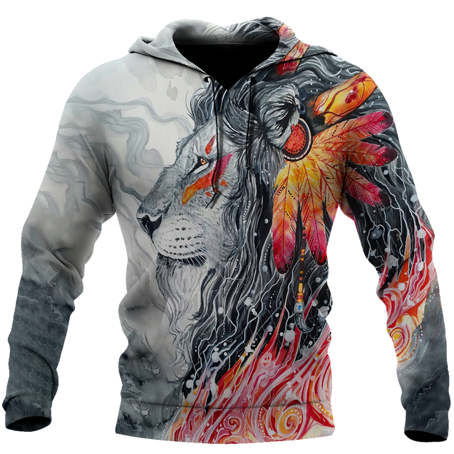 Native Lion Over Printed Hoodie