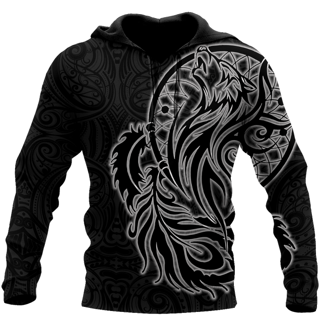 Maori dream catcher wolf tattoo 3d all over printed shirt and short for man and women HHT17072002-Apparel-PL8386-Hoodie-S-Vibe Cosy™