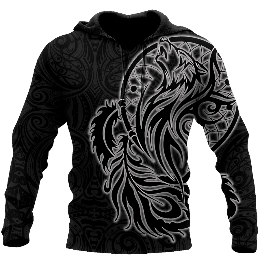 Maori dream catcher wolf tattoo 3d all over printed shirt and short for man and women HHT17072002