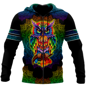 Owl 3d hoodie shirt for men and women QB05132002-Apparel-HG-Zip hoodie-S-Vibe Cosy™