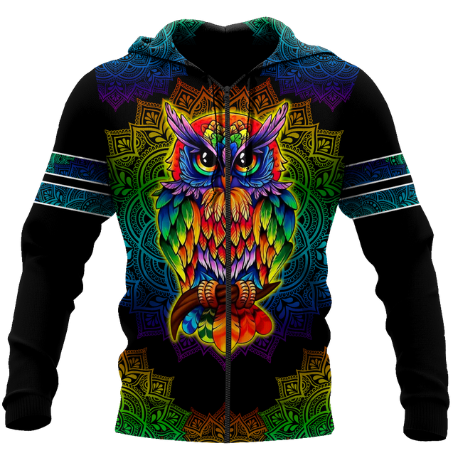 Owl 3d hoodie shirt for men and women QB05132002-Apparel-HG-Zip hoodie-S-Vibe Cosy™