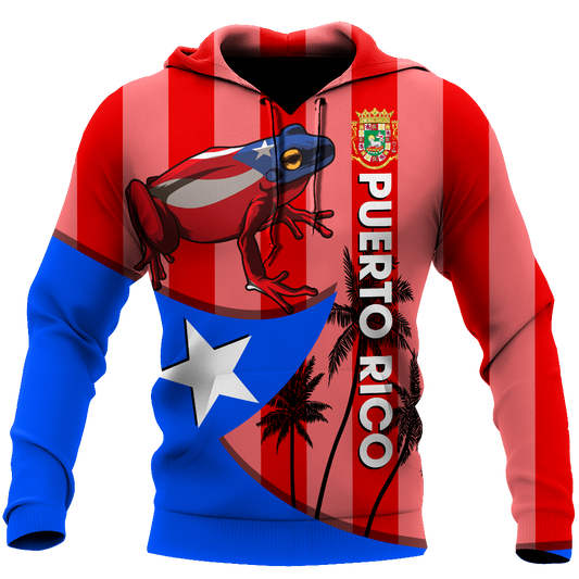 Puerto Rico Caribbean Frog Shirts TH20061608S-Apparel-TQH-Hoodie-S-Vibe Cosy™