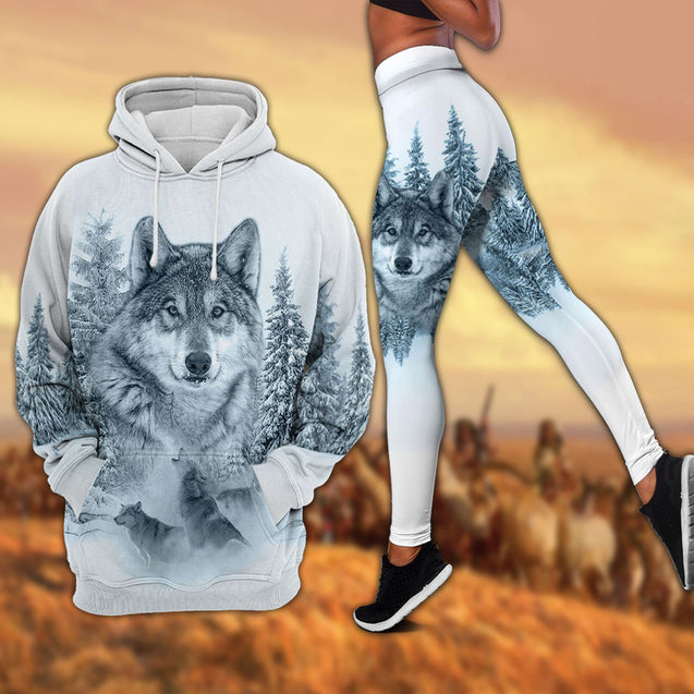 Love Wolf Native American 3D All Over Printed Shirts for Women