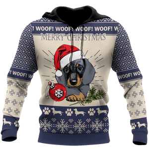 Premium Christmas Dachshund Dog Blue Unisex Shirts