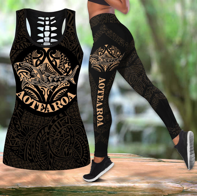 Maori shark tattoo tank top & leggings outfit for women HHT17072001-Apparel-PL8386-S-S-Vibe Cosy™