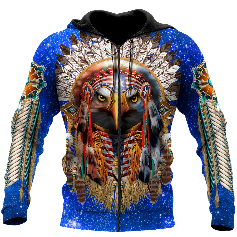 Eagle Native American Blue Galaxy 3D All Over Printed Shirts DA140920202-LAM