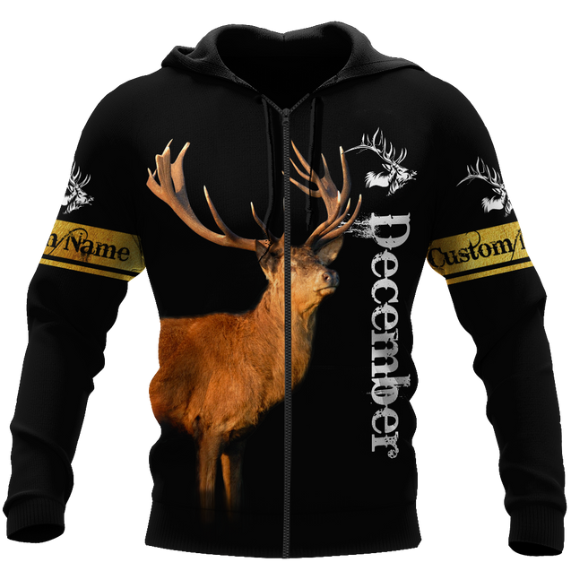 Premium December Deer Customize Name 3D All Over Printed Shirts