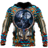 All Over Print Native American Wolves Hoodie MEI