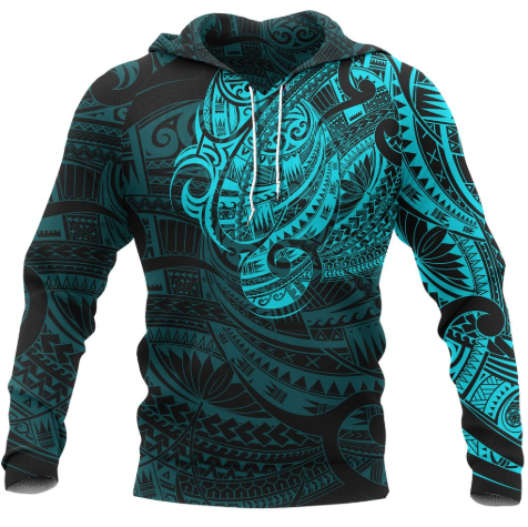 Maori Tattoo Style Hoodie - Blue 02 A7-Apparel-Khanh Arts-Hoodie-S-Vibe Cosy™