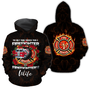 All Over Printed Firefighter's Wife Hoodie MEI