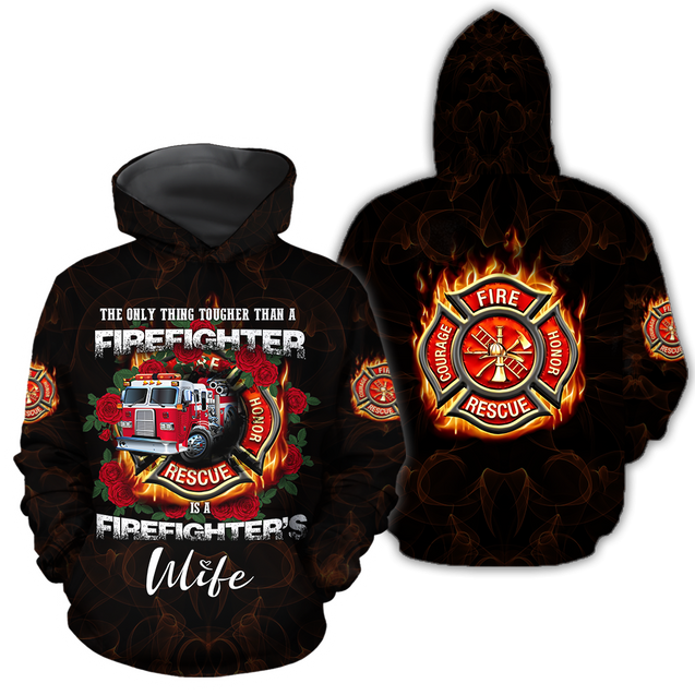 All Over Printed Firefighter's Wife Hoodie MEI