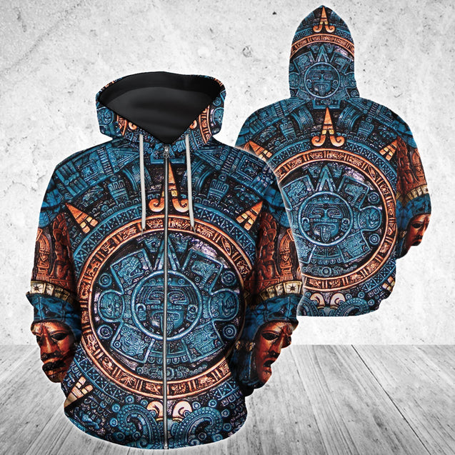 3D All Over Aztec Mexican Art Hoodie-Apparel-HP Arts-Zipped Hoodie-S-Vibe Cosy™