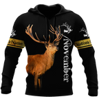 Premium November Deer Customize Name 3D All Over Printed Shirts