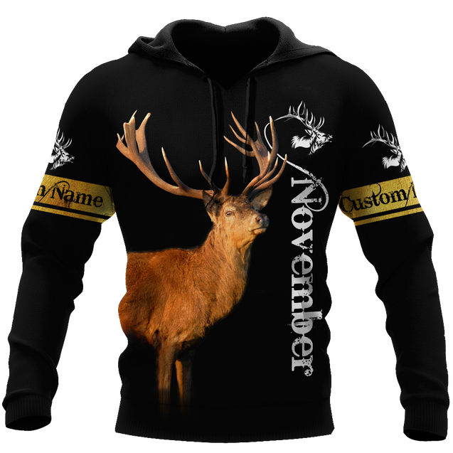 Premium November Deer Customize Name 3D All Over Printed Shirts