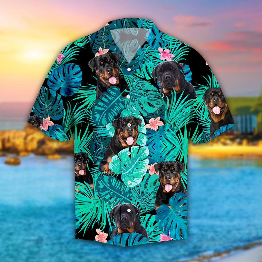 Rottweiler Hibiscus Tropical Hawaii Shirt HAC240703-Apparel-HG-HAWAII SHIRT-S-Vibe Cosy™