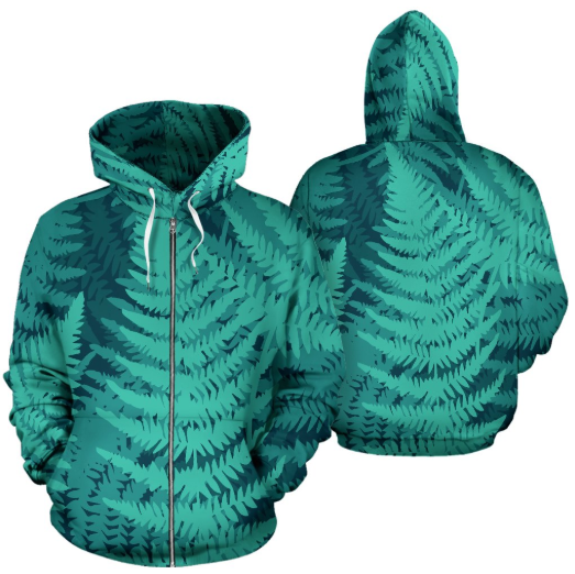 New Zealand Fern Pullover Hoodie A0-Apparel-Khanh Arts-Zipped Hoodie-S-Vibe Cosy™