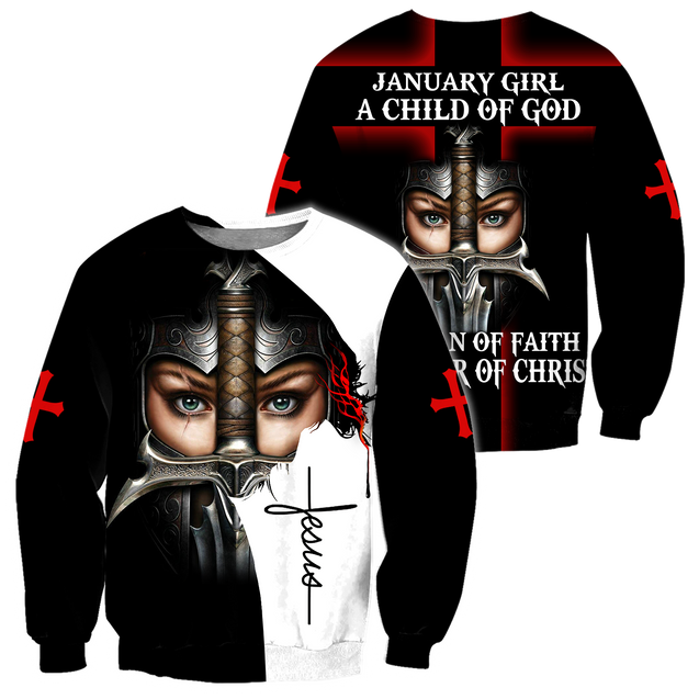 January Girl - I Am A Daughter Of God 3D All Over Printed Shirts For Men and Women TA040205S1-Apparel-TA-Sweatshirts-S-Vibe Cosy™