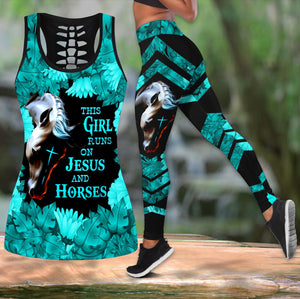 This Girl Runs On Jesus And Horses Combo Tank + Legging HHT12082001