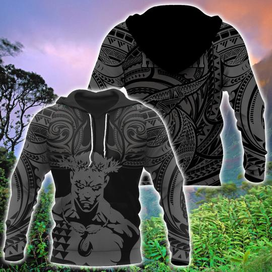 HAWAII HOOK POLYNESIAN GREY ALL OVER PRINT HOODIES PL14032005-ALL OVER PRINT HOODIES (P)-Phaethon-Hoodie-S-Vibe Cosy™