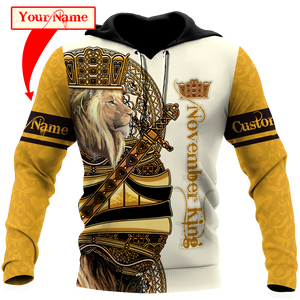 Custom Name November King 3D All Over Printed Unisex Shirts