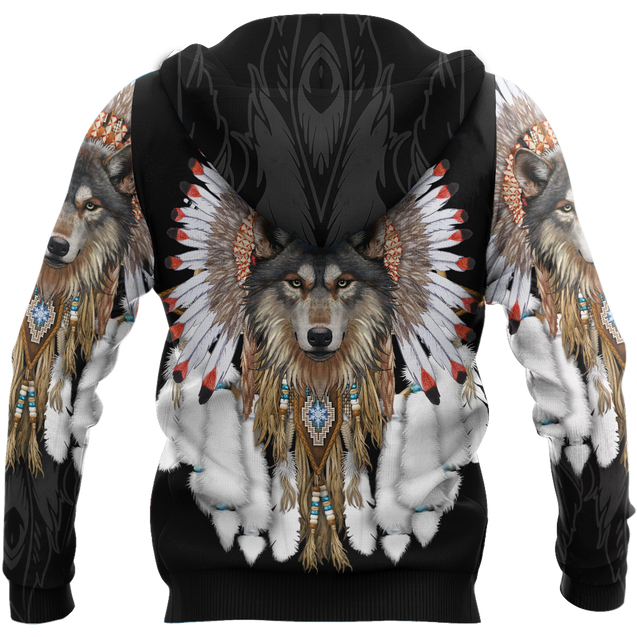 Wolf Native American Hoodie 3D All Over Printed Shirts