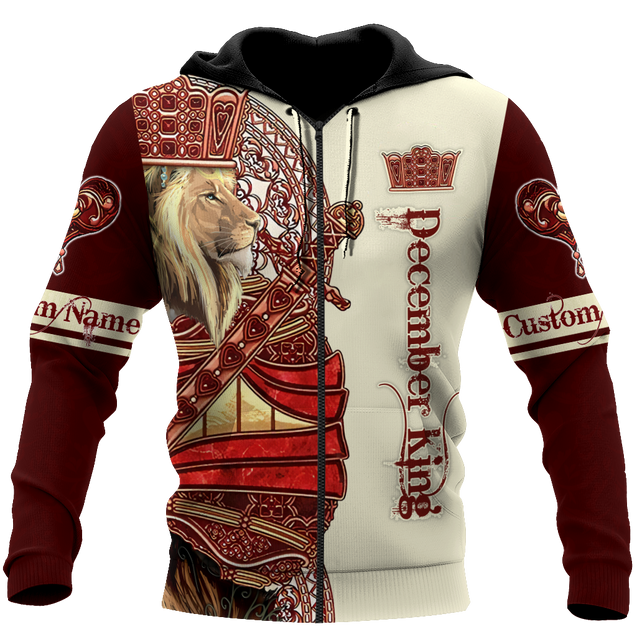 Custom Name December King Lion  3D All Over Printed Unisex Shirts