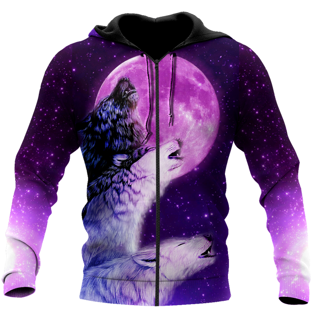 All Over Printed Purple Wolves Hoodie DA300920201-MEI