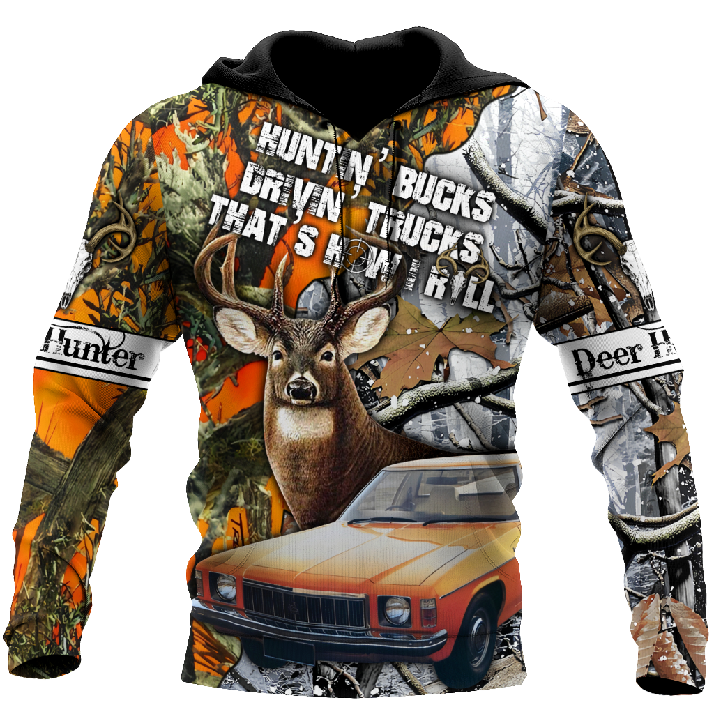 Hunting Bucks and Driving Trucks 3D All Over Print Hoodie DQB09242001