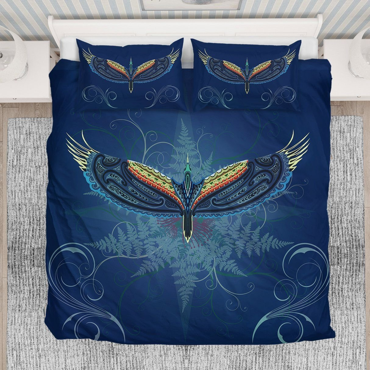 Tui bird with silver fern bedding set-Bedding-PL8386-Twin-Vibe Cosy™