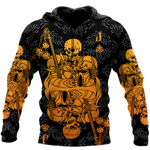 Samurai Skull Poker Over Printed Hoodie