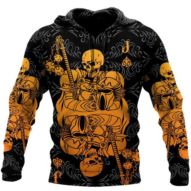 Samurai Skull Poker Over Printed Hoodie