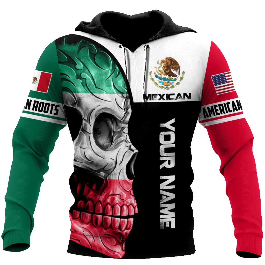 Mexican Skull-American Grown With American Roots 3D All Over Printed Shirts DQB10092003