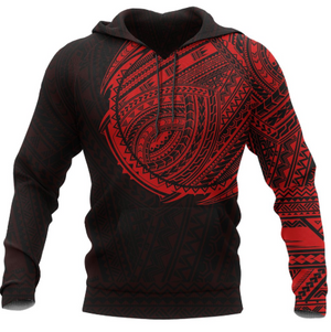 Maori Style Tattoo Pullover Hoodie - Red A7-Apparel-Khanh Arts-Hoodie-S-Vibe Cosy™