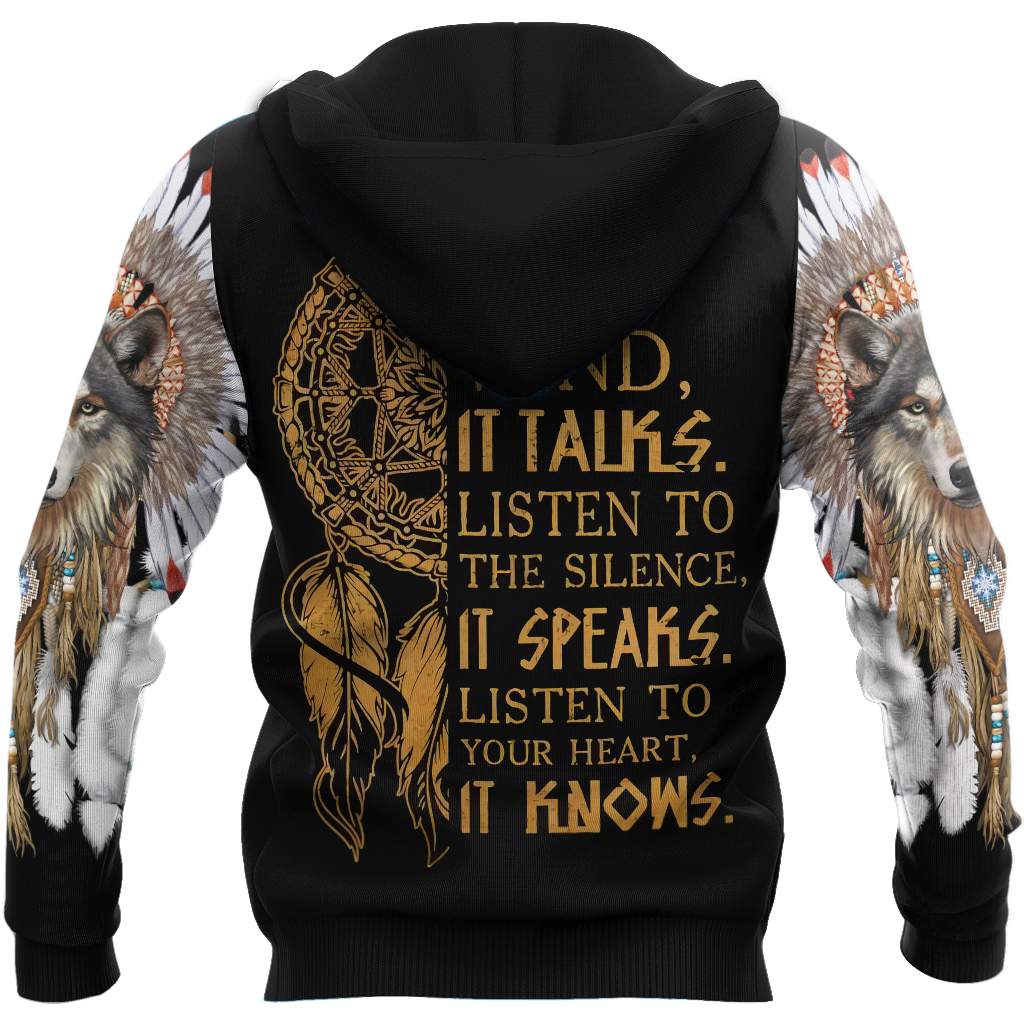Wolf Native American Hoodie 3D All Over Printed Shirts