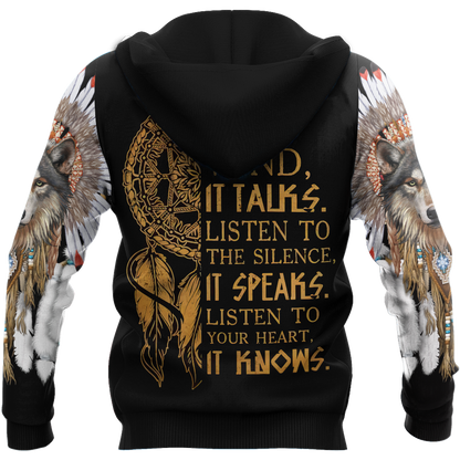Wolf Native American Hoodie 3D All Over Printed Shirts