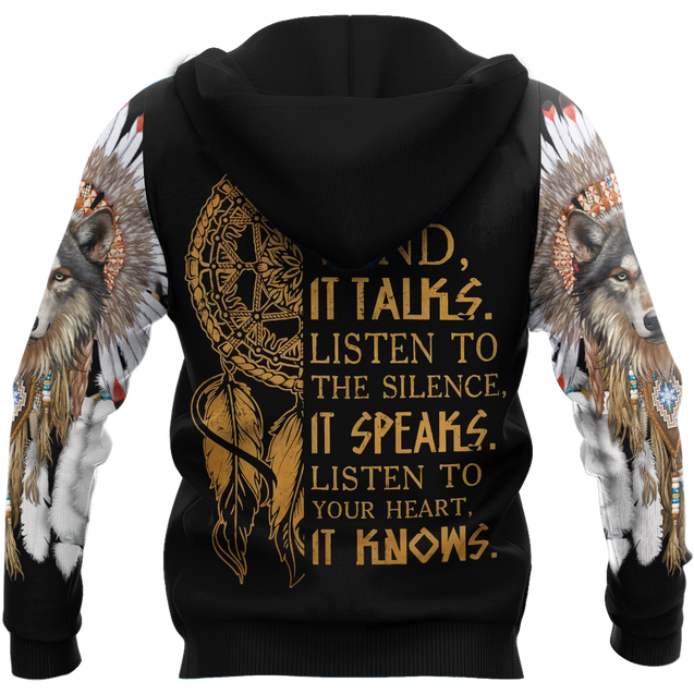 Wolf Native American Hoodie 3D All Over Printed Shirts