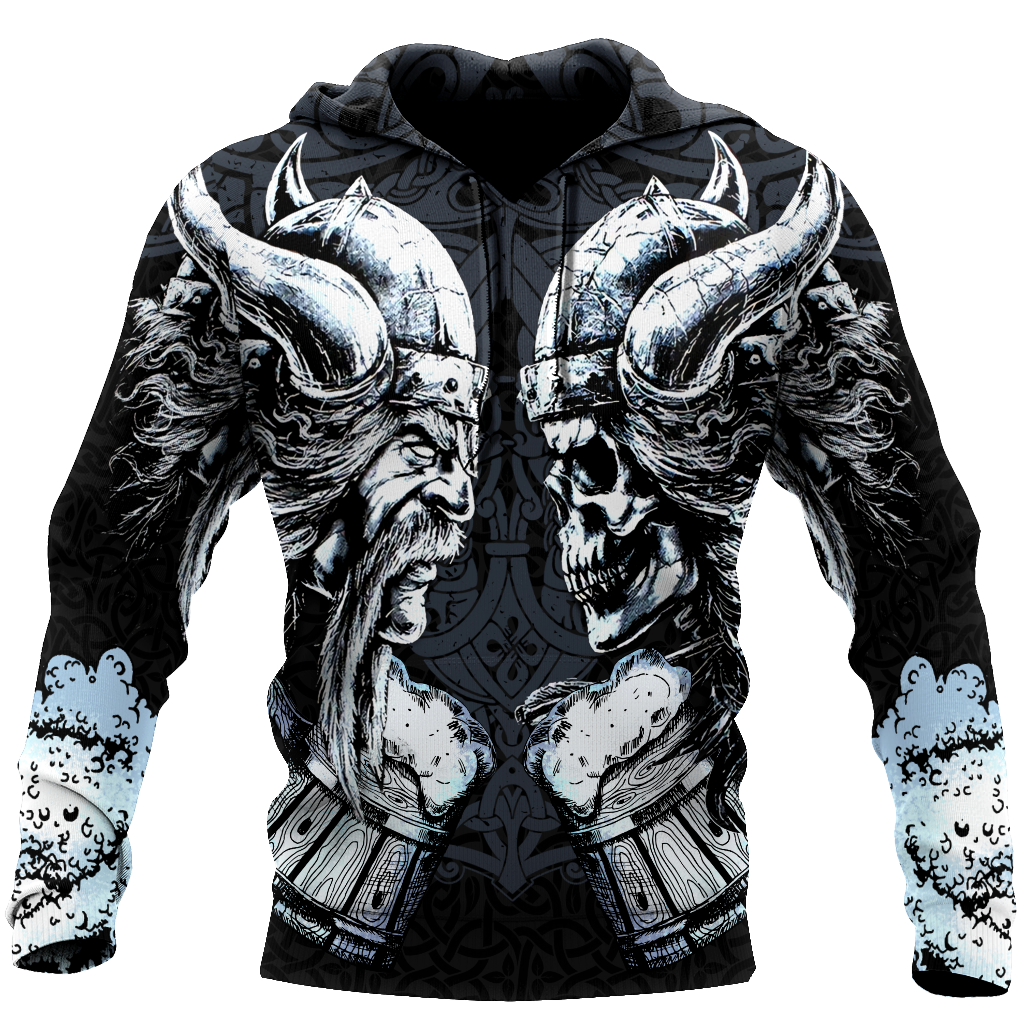 Love beer skull & viking 3D all over printed for man and women-Apparel-PL8386-Hoodie-S-Vibe Cosy™