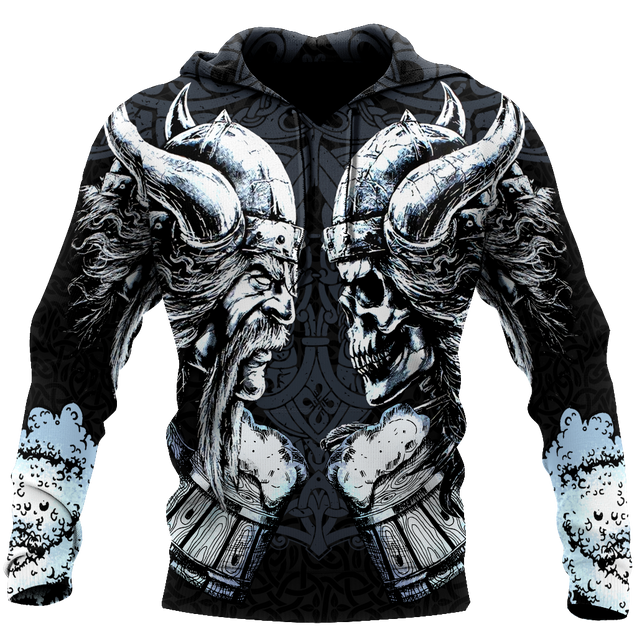 Love beer skull & viking 3D all over printed for man and women-Apparel-PL8386-Hoodie-S-Vibe Cosy™