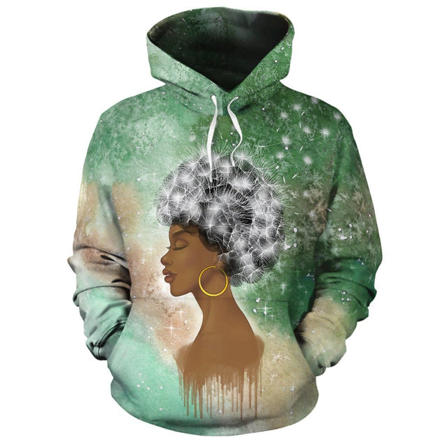 African Hoodie - African Black Girl Dandelion Hoodie-ALL OVER PRINT HOODIES-HPArt-Men-S-Black-Vibe Cosy™