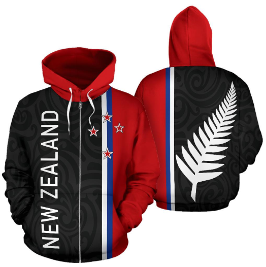 New Zealand All Over Zip-Up Hoodie - Straight Version - BN04-Apparel-Khanh Arts-Zipped Hoodie-S-Vibe Cosy™