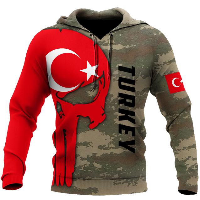 Turkey Skull Flag Camo Style 3D All Over Printed Hoodie Shirt Limited by SUN QB06232006-Apparel-SUN-Hoodie-S-Vibe Cosy™